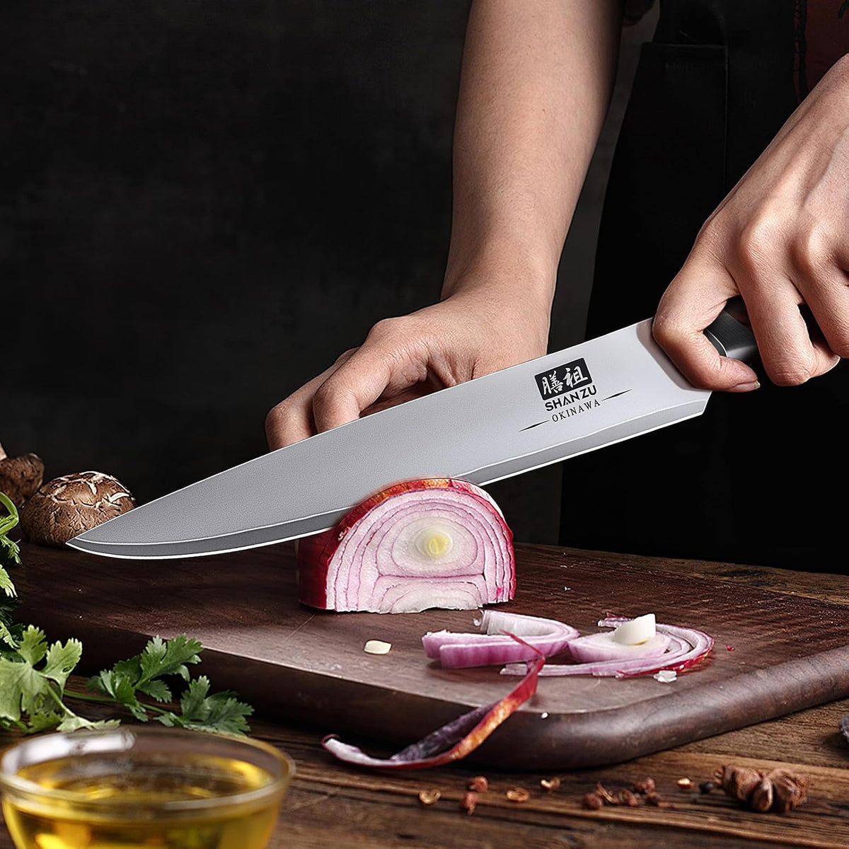 SHAN ZU Juego de cuchillos japoneses de 3 piezas, juego de cuchillo...