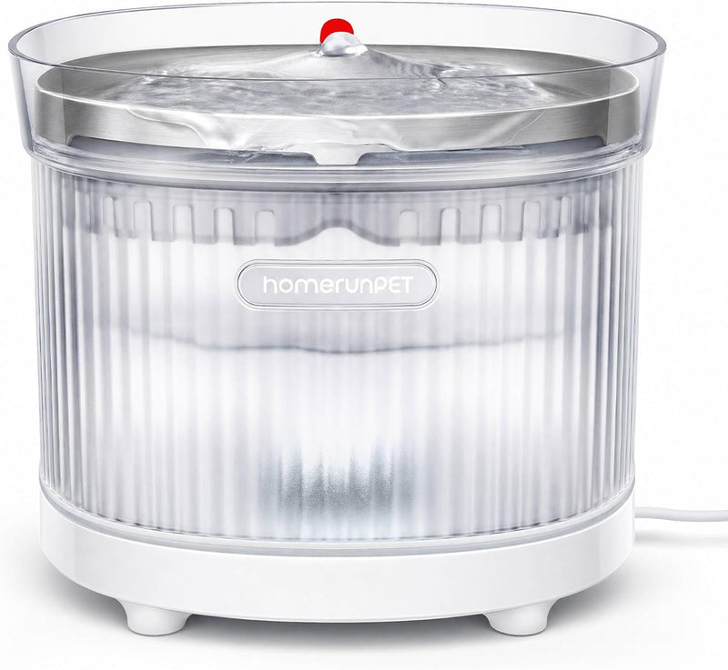 HomeRunPet Fuente de agua para gatos con bomba inalámbrica, bandeja...