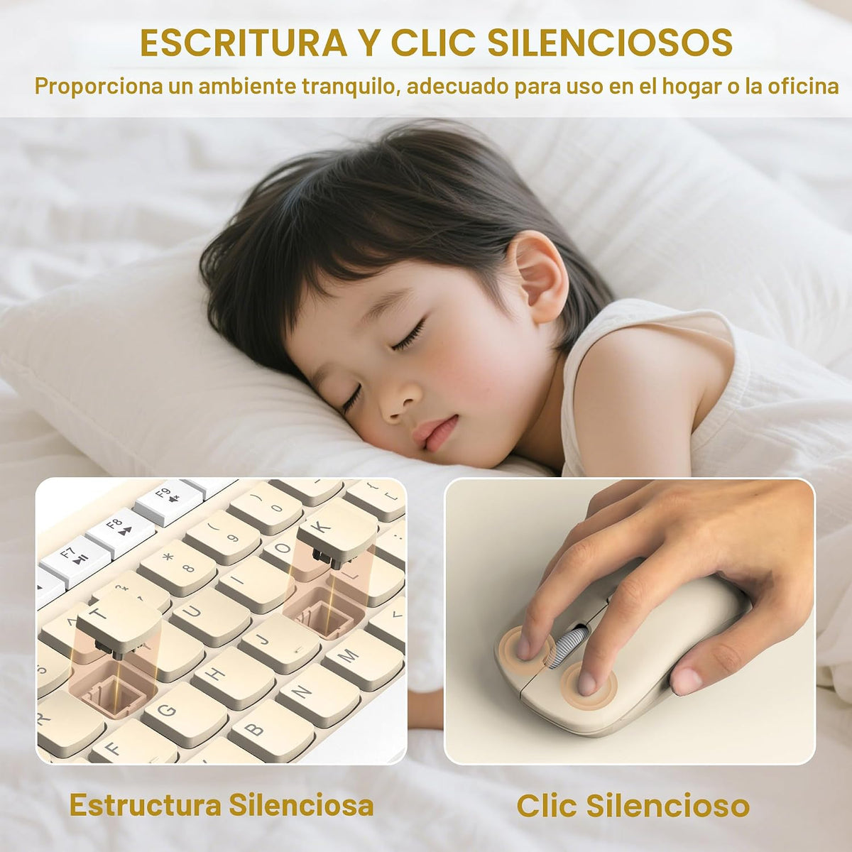Teclado inalámbrico y mouse combinado silencioso para oficina y hog...