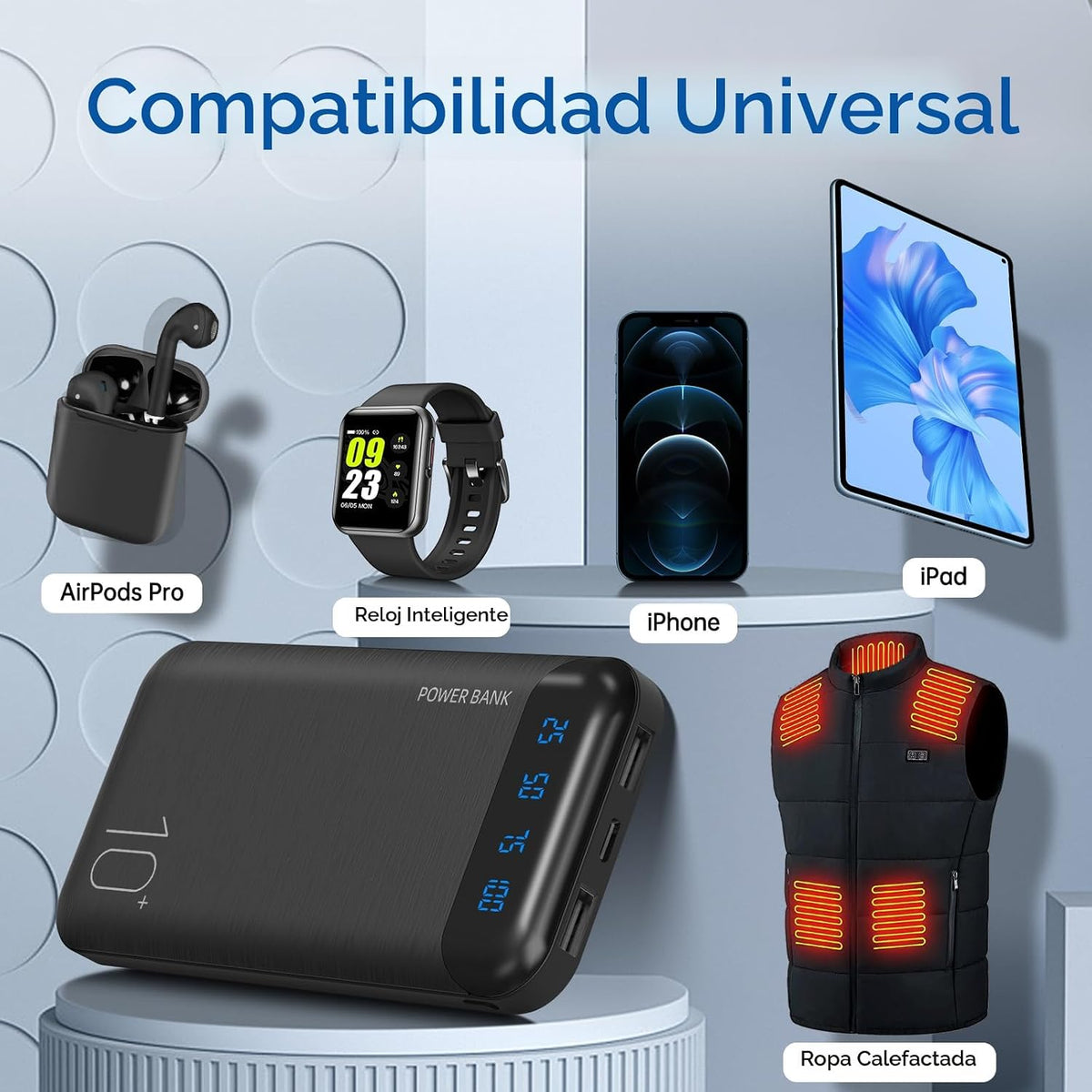 YOBON Paquete de 2 baterías externas de 10.000 mAh con cargador por...