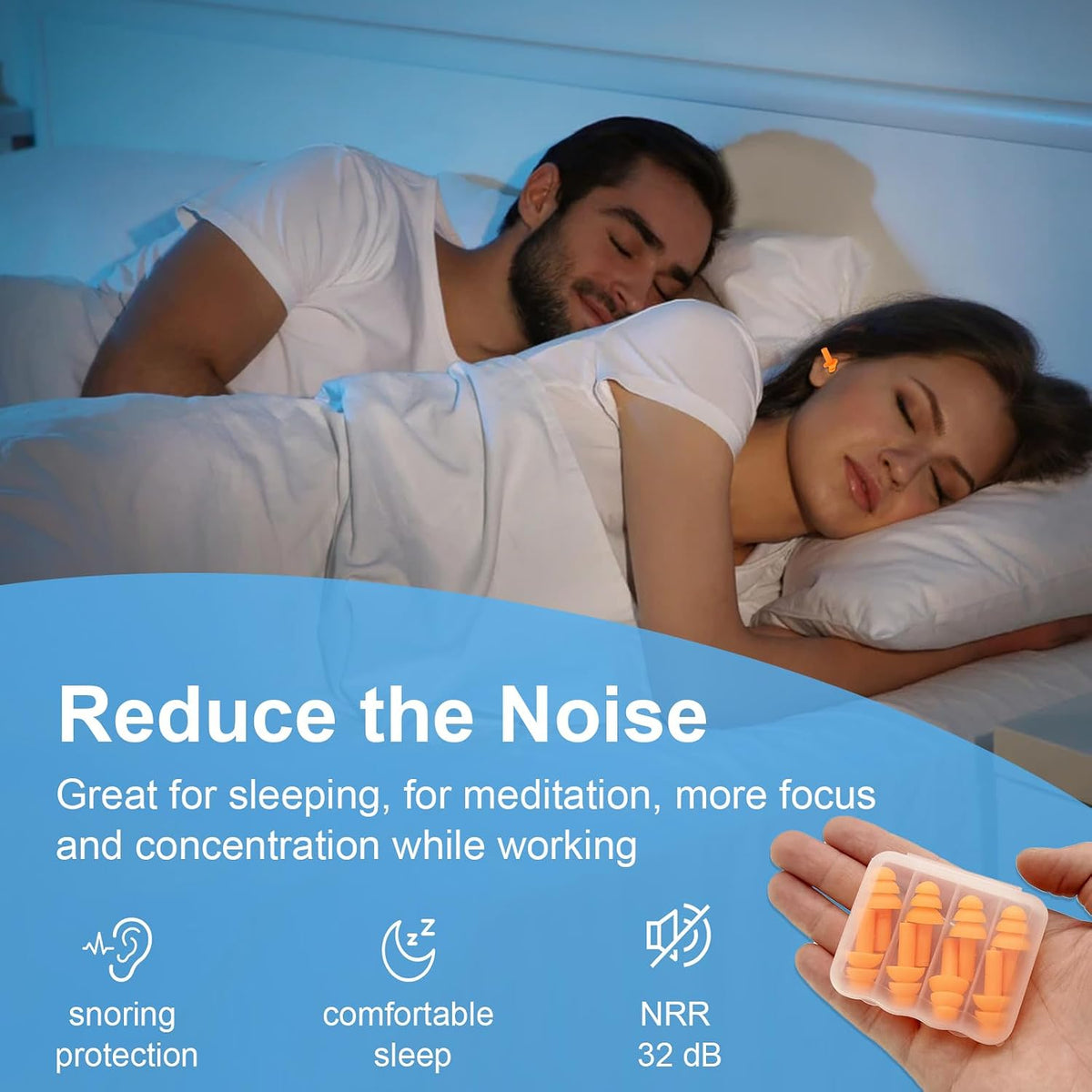 Tapones para los oídos para dormir, 12 pares de tapones para los oí...