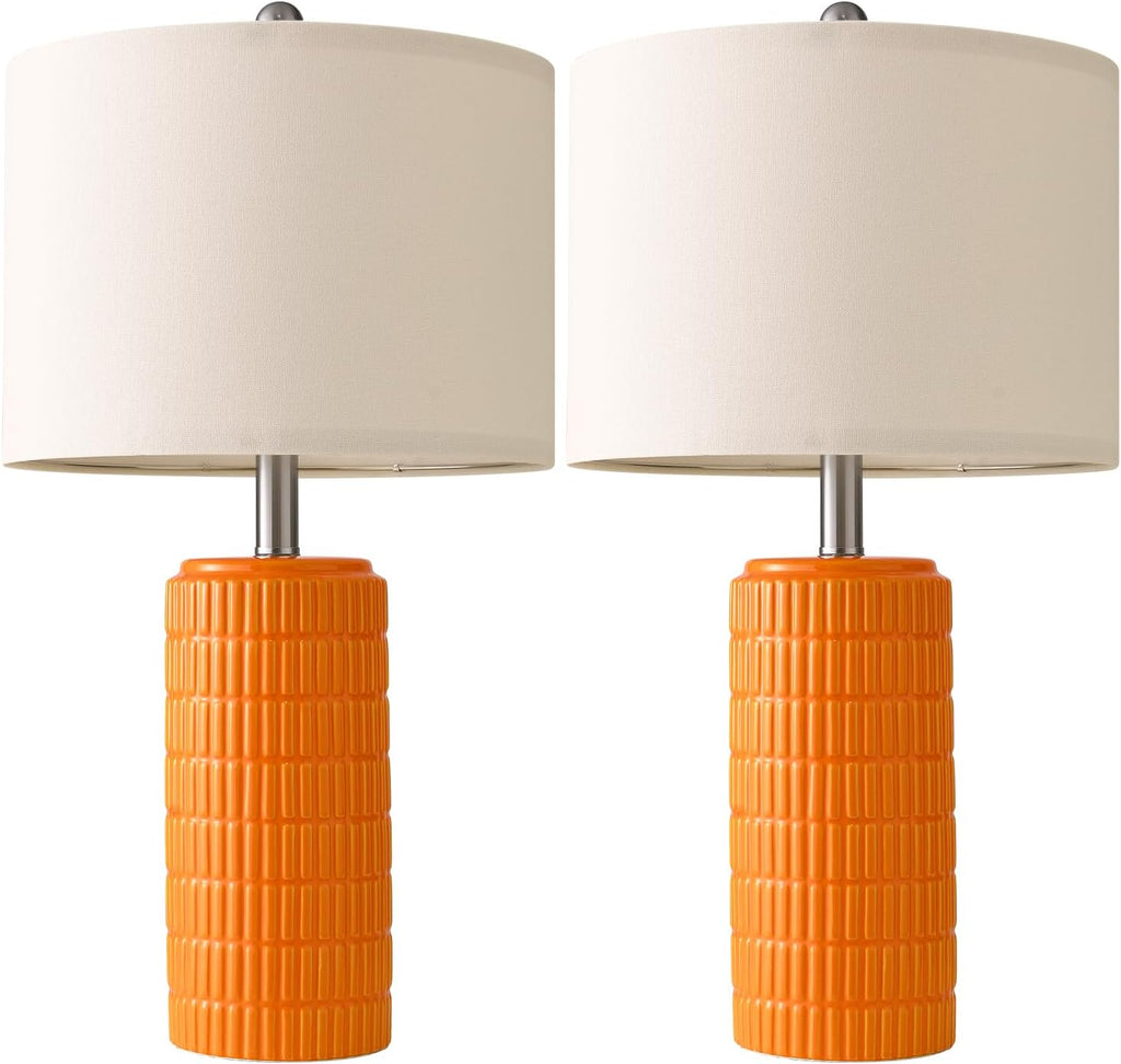 PoKat Juego de 2 lámparas de mesa naranjas de 23 pulgadas para sala...