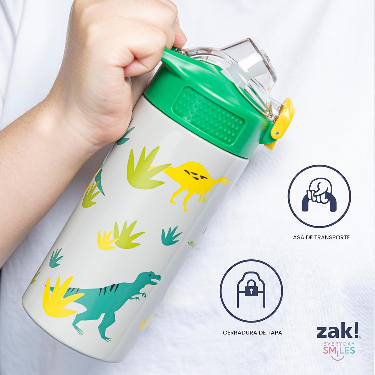 Zak Designs Bob Esponja Sage Botella de agua para niños con pajita...