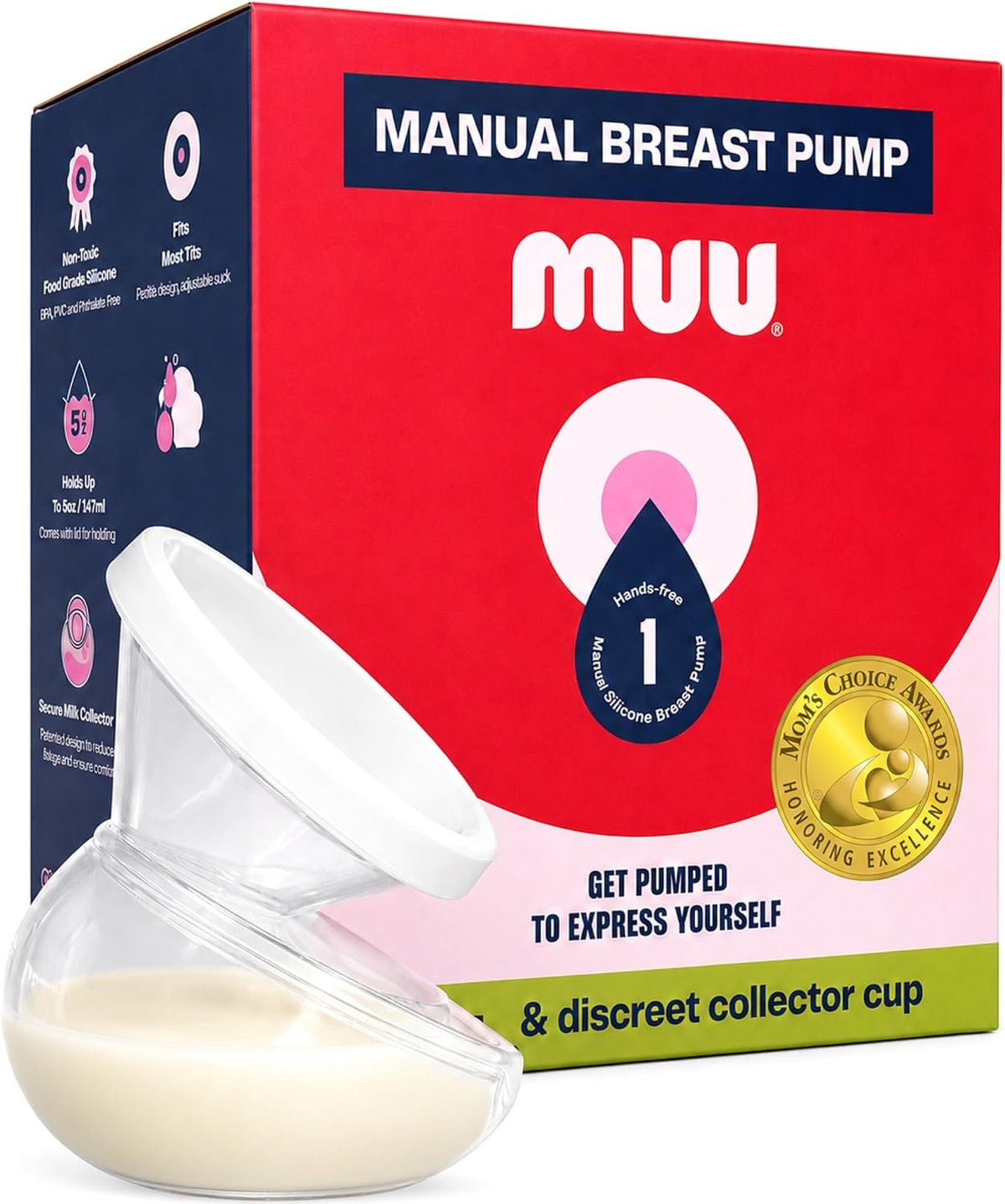 MUU Taza colectora de extractor de leche manual para lactancia mate...
