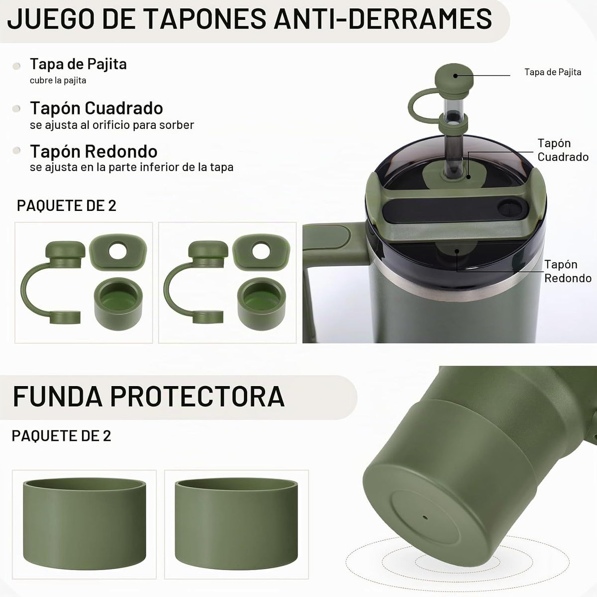 HYZ 8pcs Stanley Cup Accesorios, tapón y bota a prueba de derrames,...