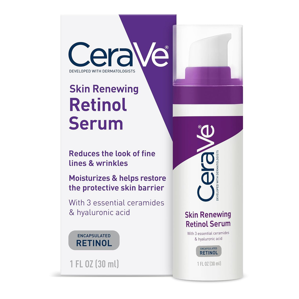 CeraVe Suero de retinol antienvejecimiento para cara, retinol encap...