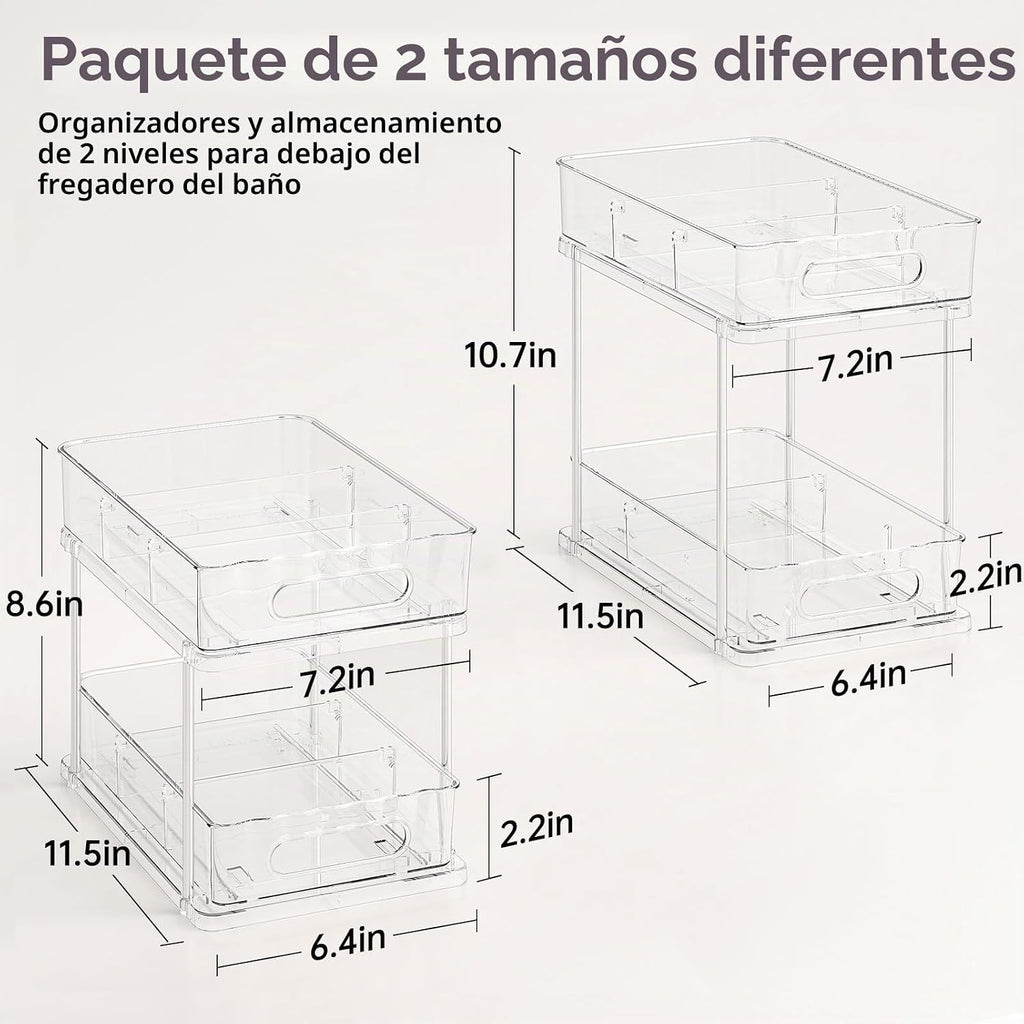 Delamu Organizador de 2 niveles para debajo del fregadero, organiza...