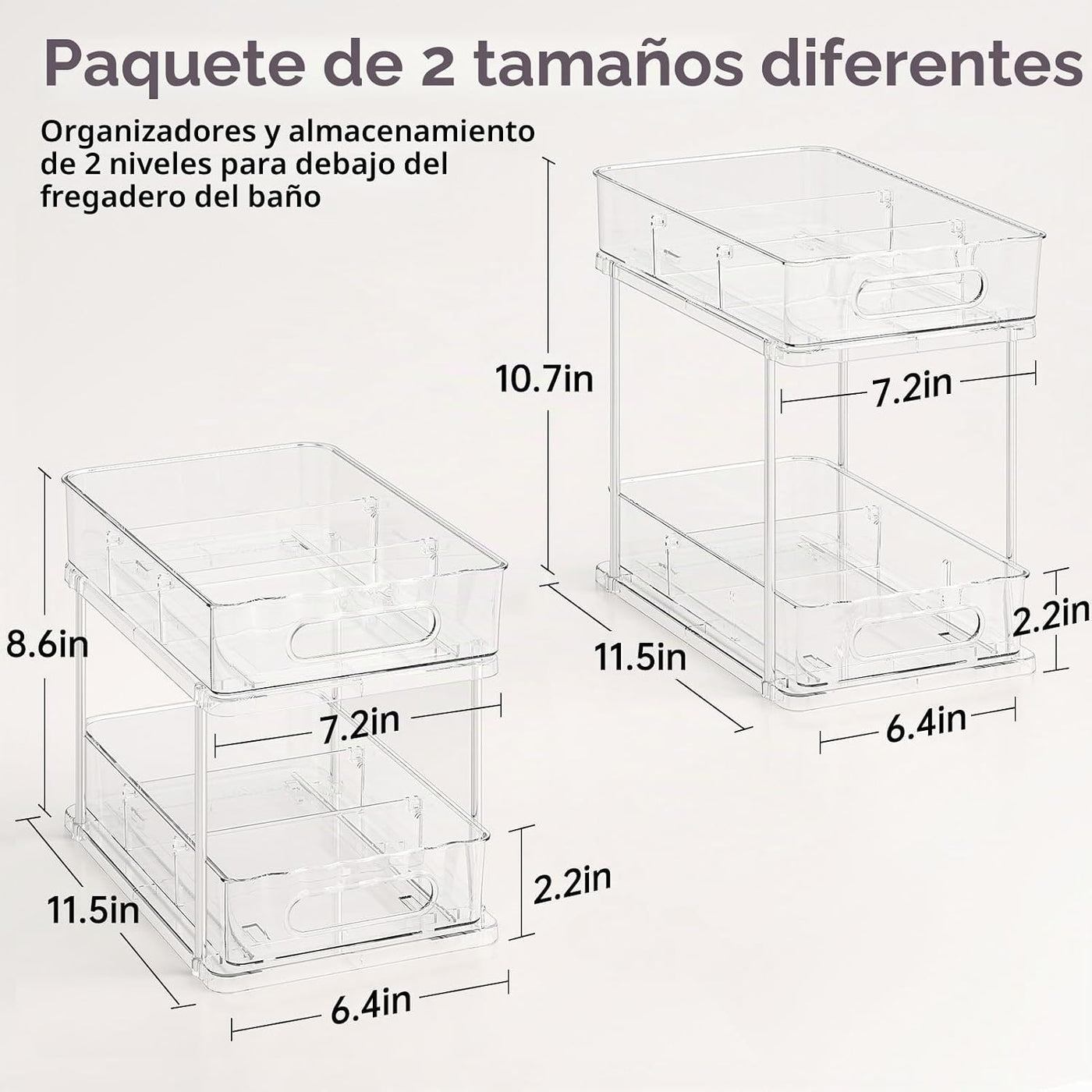 Delamu Organizador de 2 niveles para debajo del fregadero, organiza...