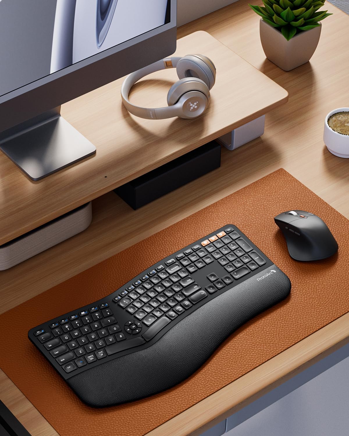 ProtoArc Teclado y Ratón Inalámbrico Ergonómico, EKM01 Plus Combo d...
