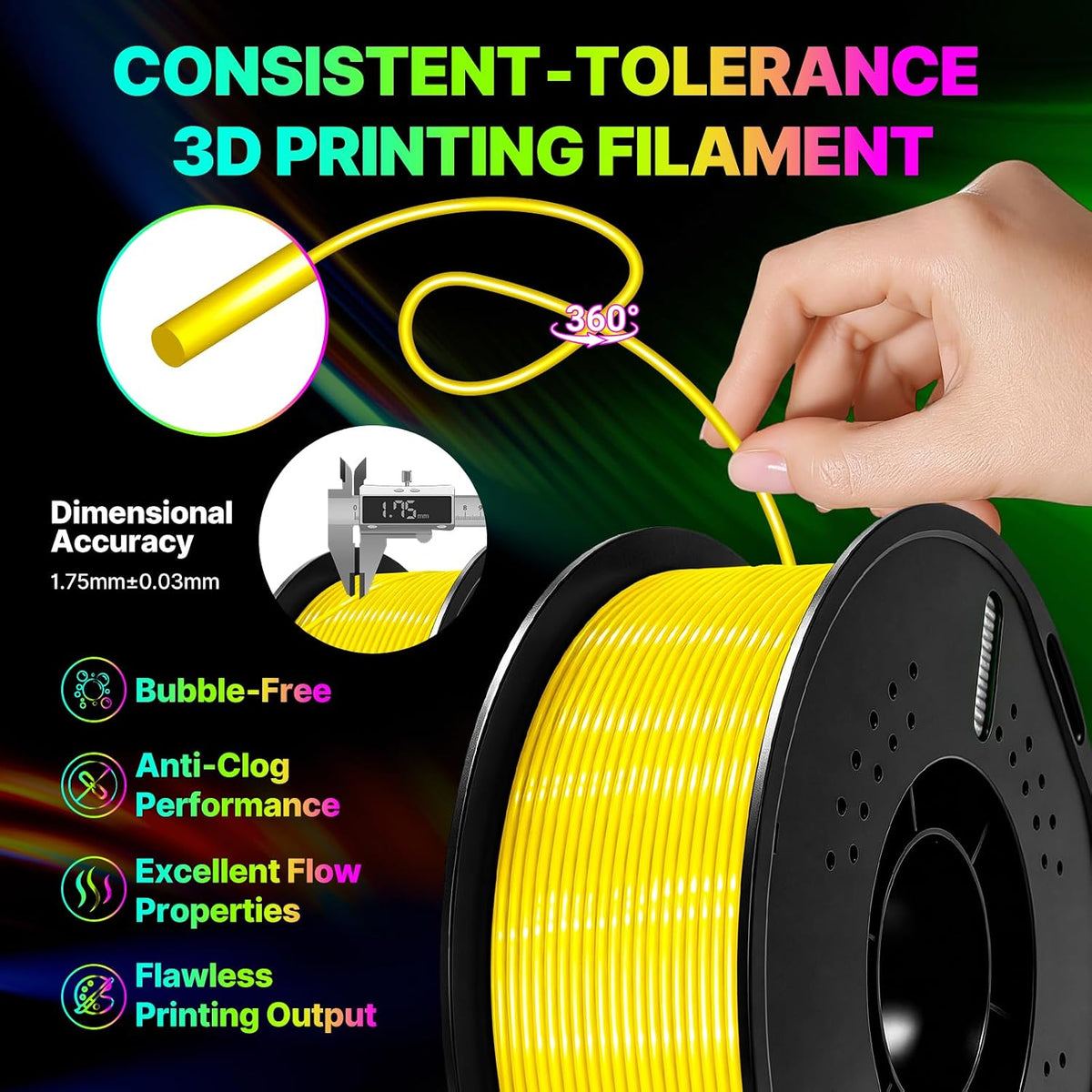 Colourbing Filamento flexible de TPU 95A para impresora 3D, suave y...