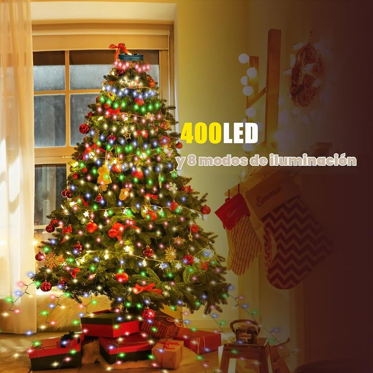 Janplay Guirnalda de luces para árbol de Navidad, 400 LED, 16 línea...