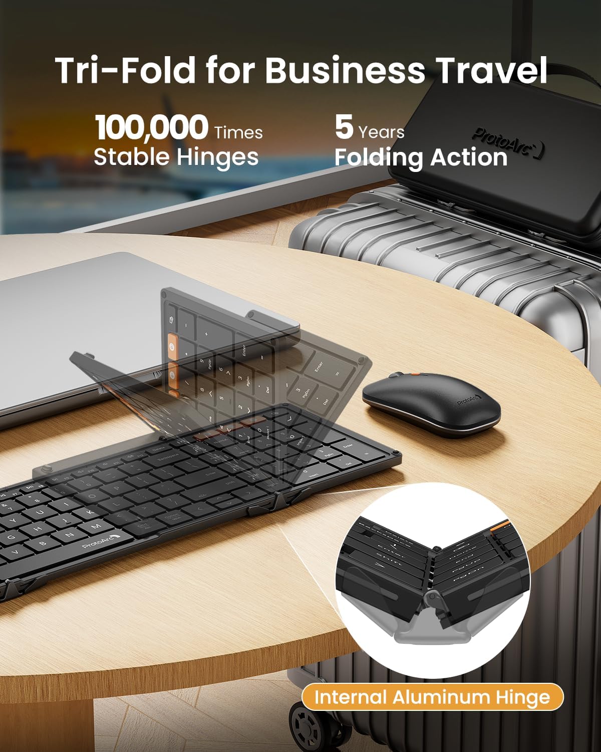 ProtoArc XKM01 Pro - Teclado y mouse plegables retroiluminados, tam...