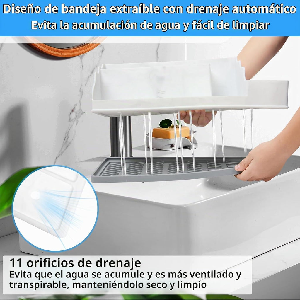 Organizador de mostrador de baño, soportes grandes de silicona blan...