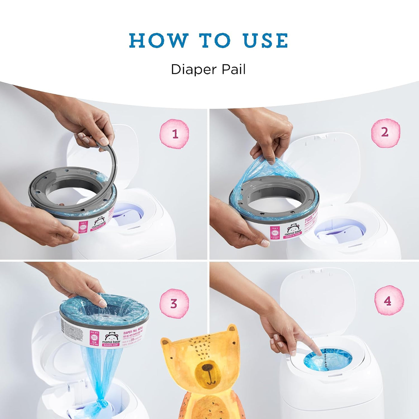 Marca Amazon - Recargas de cubo de pañales Mama Bear con aroma a fl...