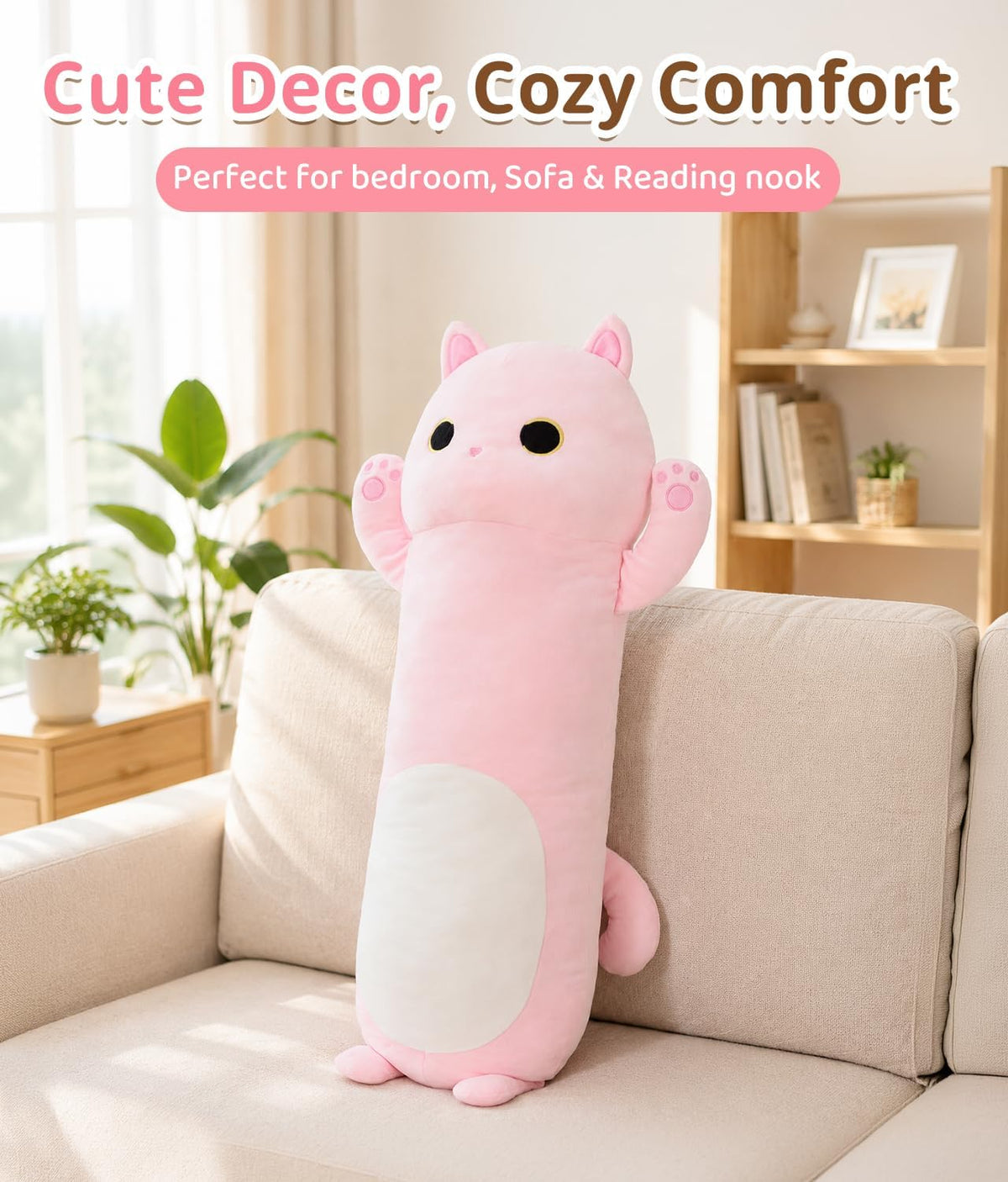 MaoGoLan Almohada corporal larga de gato para niños, felpa de gatit...
