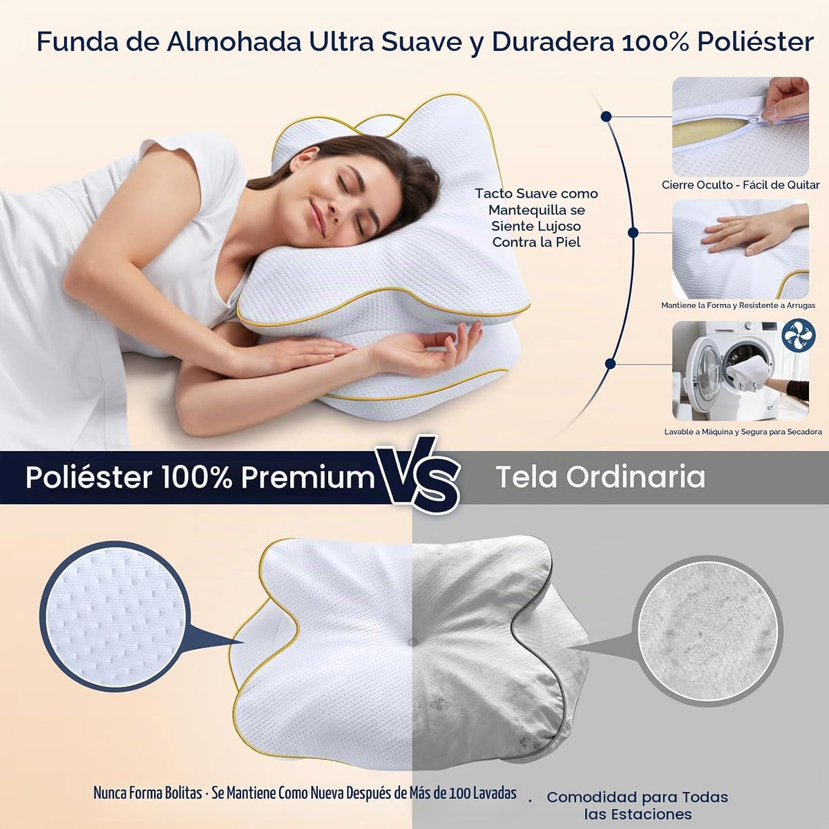 AZBESTPRO Almohada cervical de espuma viscoelástica para soporte de...