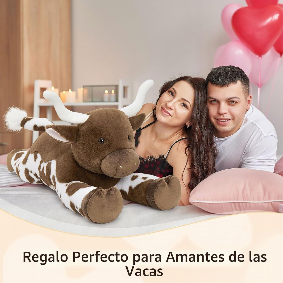 Tezituor 43.3 animal de peluche gigante de vaca de cuernos largos,...