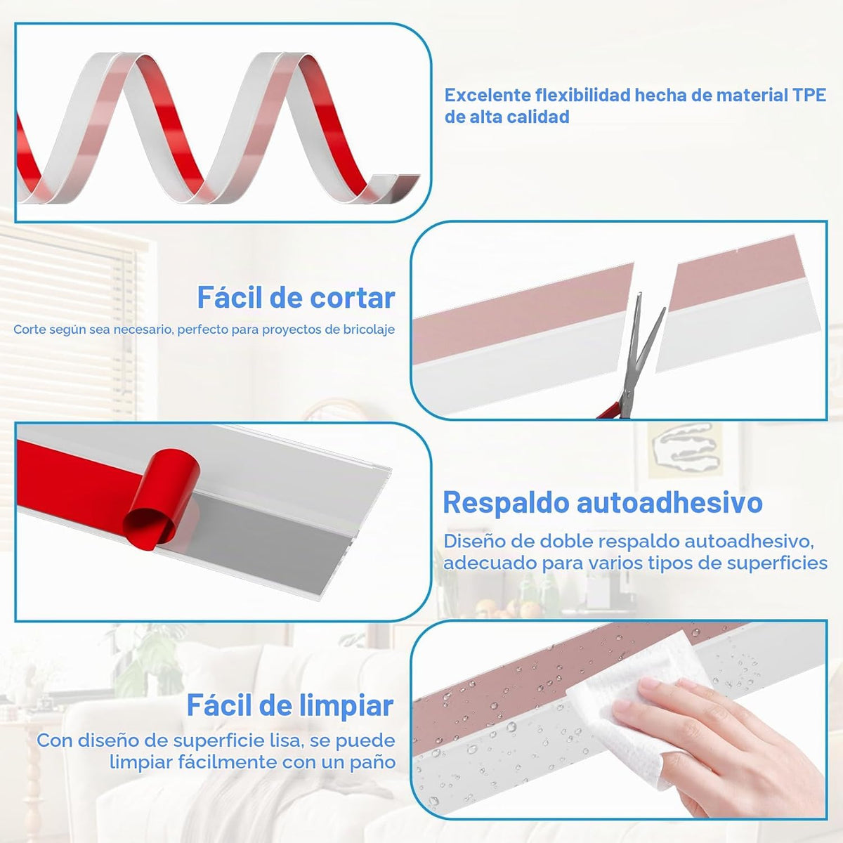 Pluden - Burlete de silicona de 2 pulgadas x 10 pies, sello autoadh...