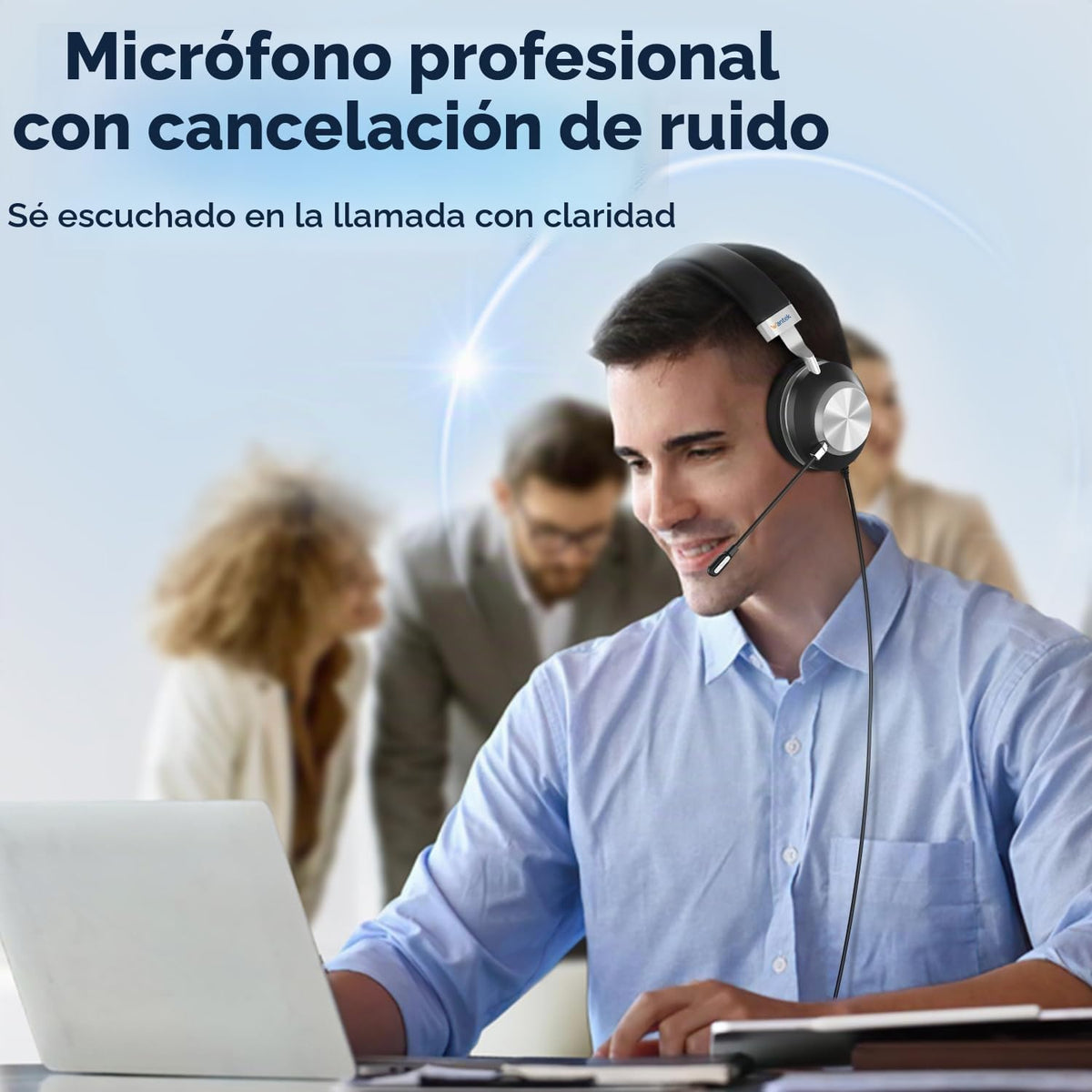 Wantek Auriculares con micrófono, auriculares USB con micrófono par...