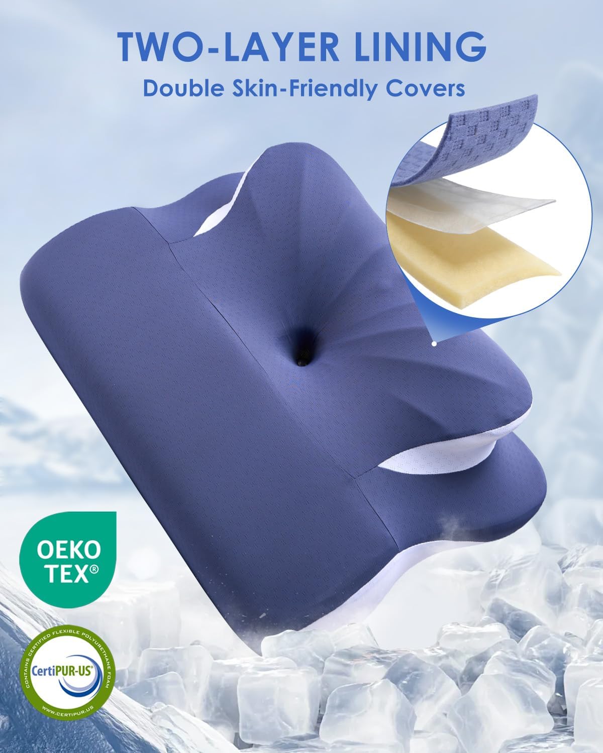 Almohada cervical ergonómica, doble cara cuello y hombro, alivio de...