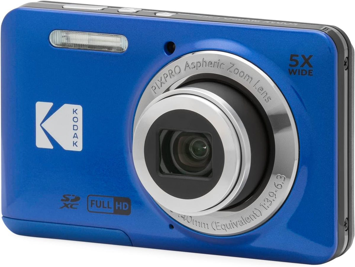 Kodak PIXPRO - Cámara digital FZ55, paquete azul con tarjeta de mem...