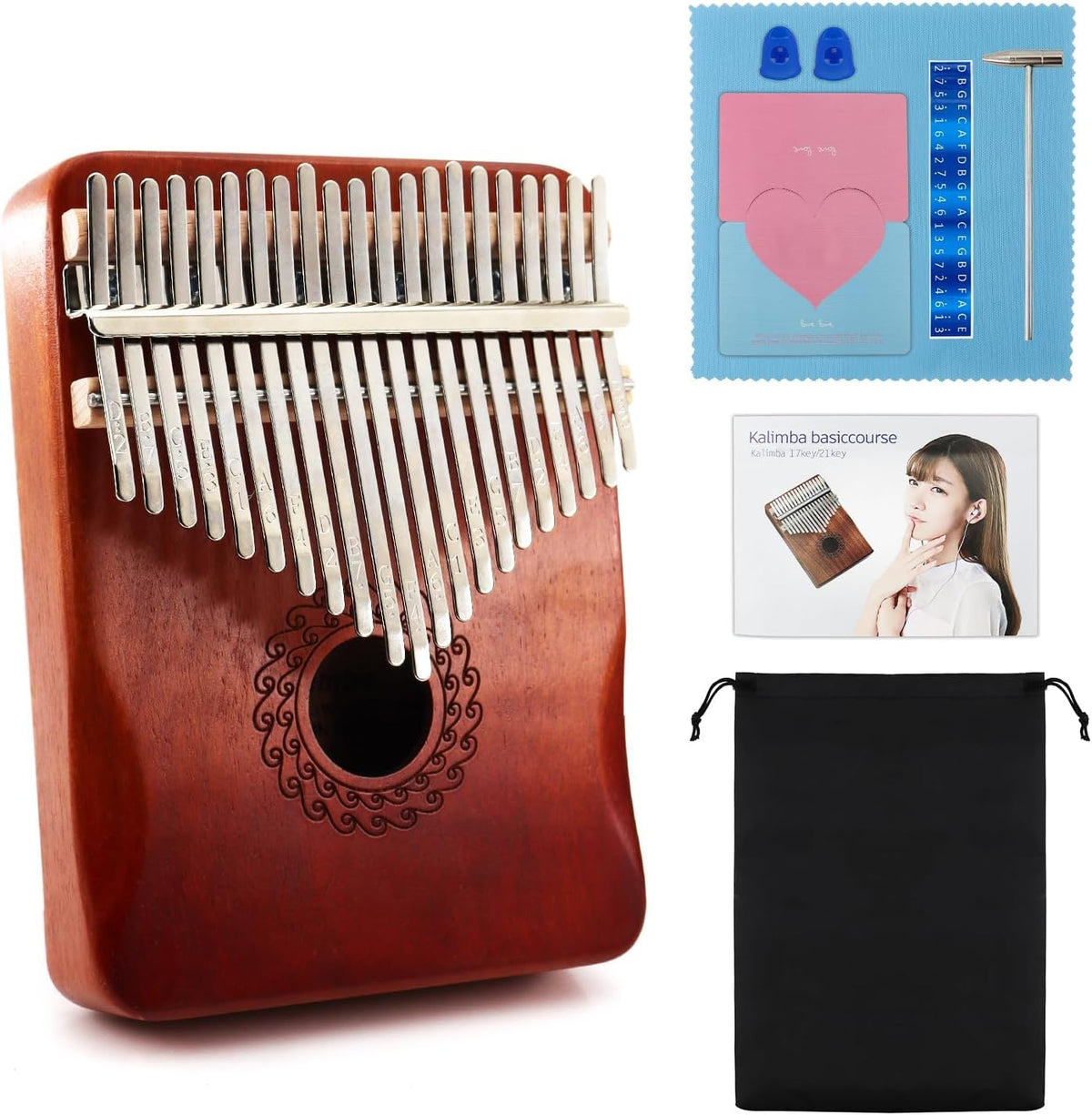 RUIQINQI Kalimba - Piano de pulgar portátil, Mbira, 21 teclas, inst...