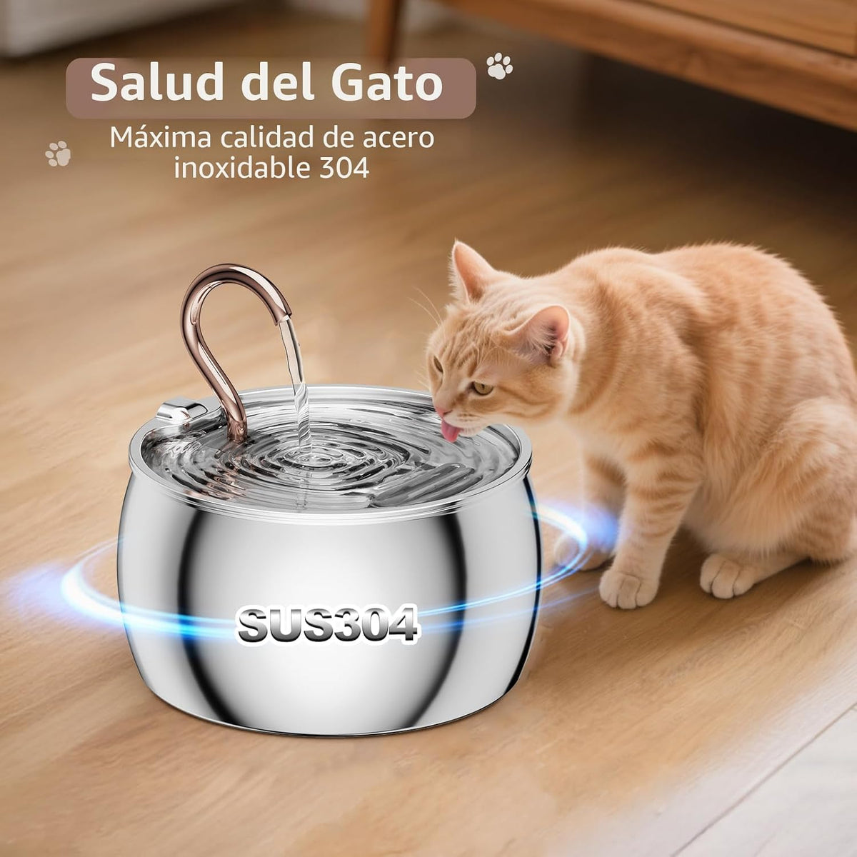 WEPOIU Fuente de agua para gatos de acero inoxidable -2.5L\/84 onza...