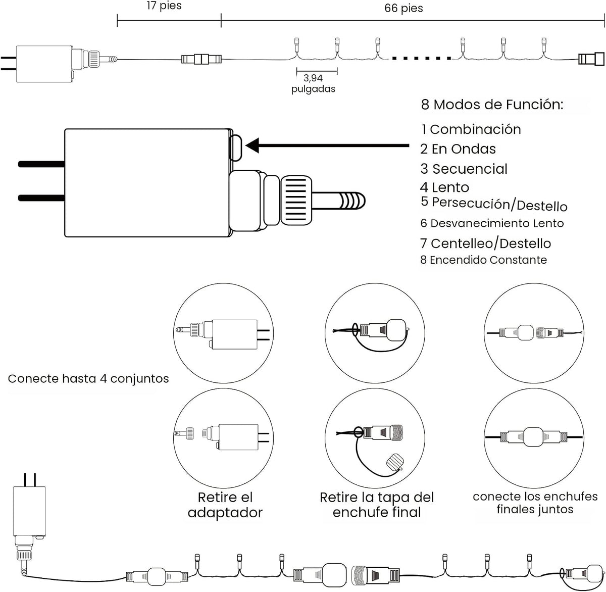 HOME LIGHTING Luces de Cadena de Hadas LED de 200 unidades y 66 pie...