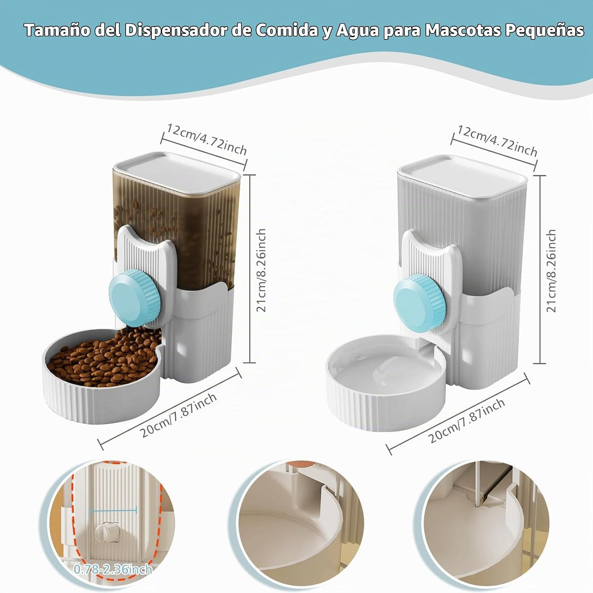 Jaula colgante Auto Pet Food Bowl dispensador de botella de agua, 1...