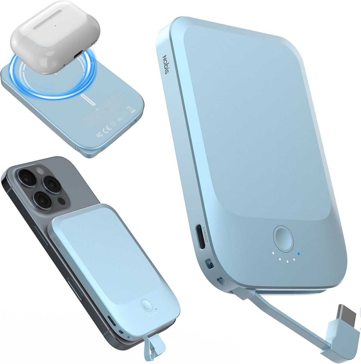 NOBIS Cargador portátil, banco de energía de 45 W 20000 mAh y banco...