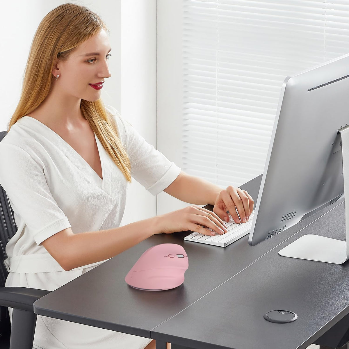 KUNSI Ratón ergonómico inalámbrico, Bluetooth y mouse vertical inal...