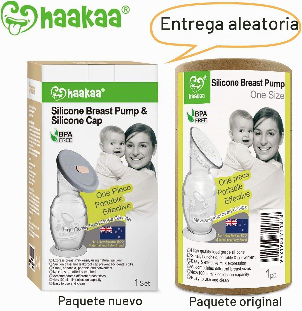 Sacaleches de silicona Haakaa de 5 oz con base de ventosa y tapa 10...