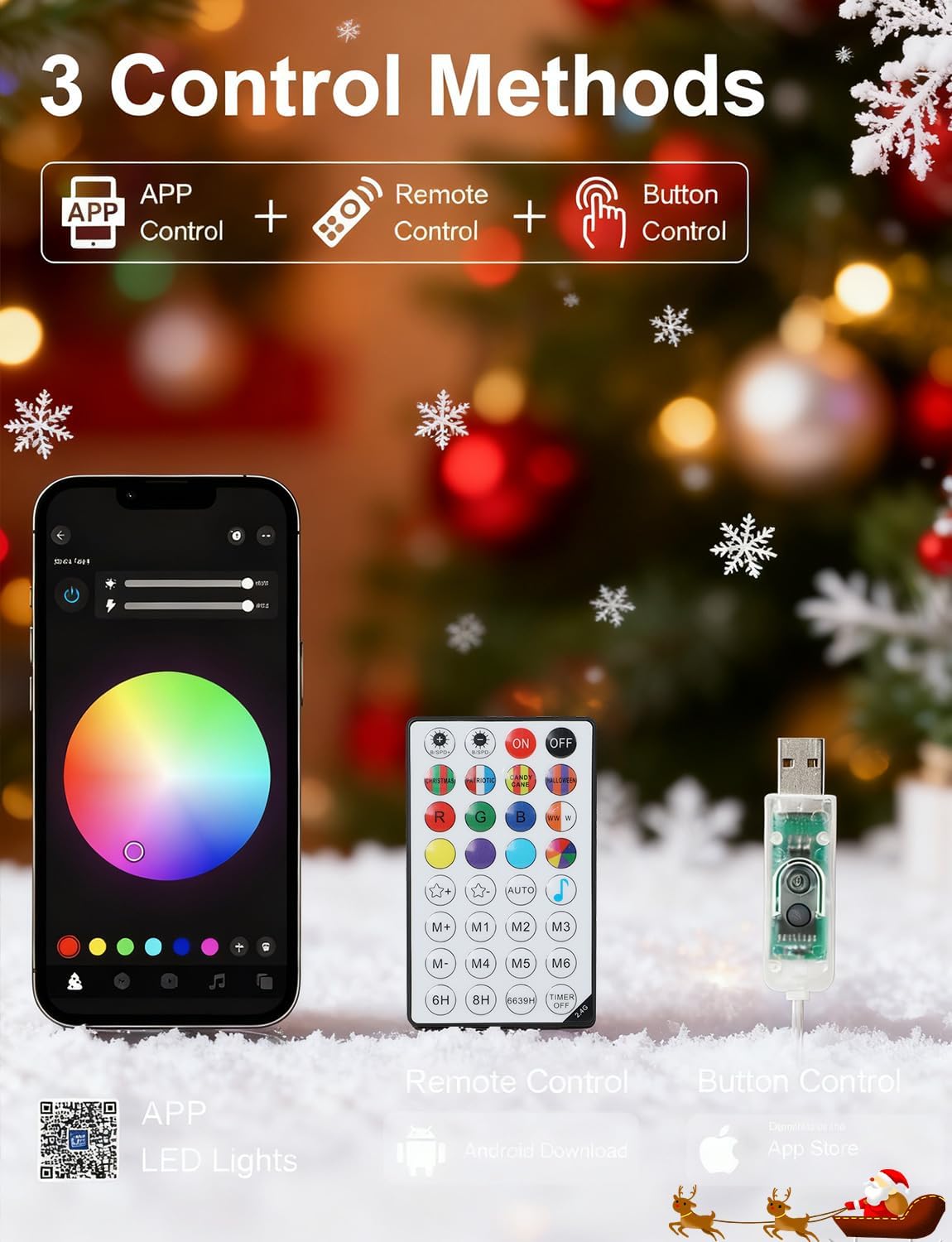 echosari - Guirnalda de luces inteligentes de Navidad de 66 pies qu...