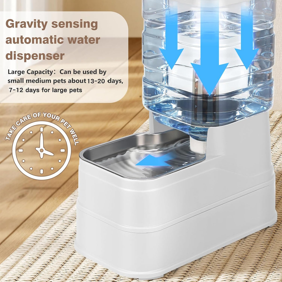 Dispensador automático de agua para perros y mascotas, de 1.6 galon...