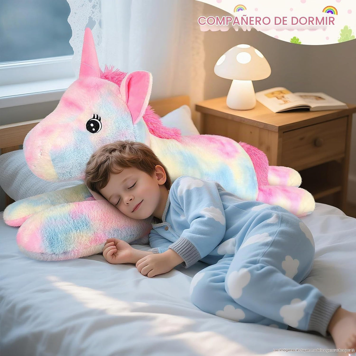SuzziPals Peluche de unicornio gigante de 43 pulgadas, juguetes de...