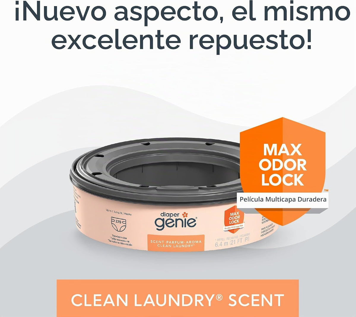 Recargas de bolsas Diaper Genie 270 (Paquete de 8) Aroma a ropa lim...