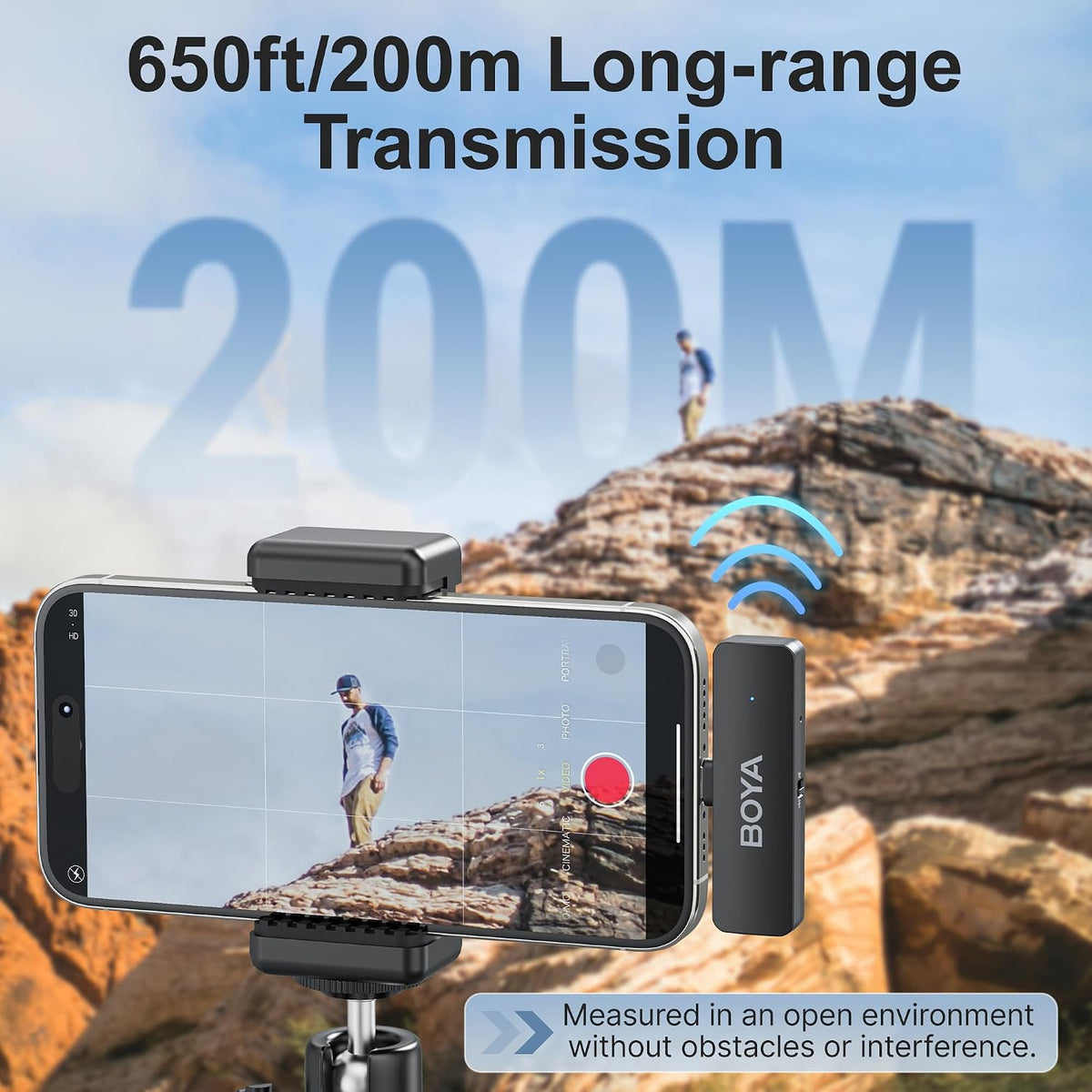 BOYA BY-V4D Micrófono Lavalier inalámbrico para iPhone iPad con est...