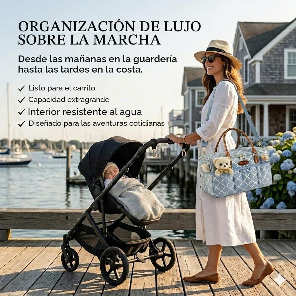 DOKUS &amp; CO Luxe - Bolso para pañales extragrande plegable para...