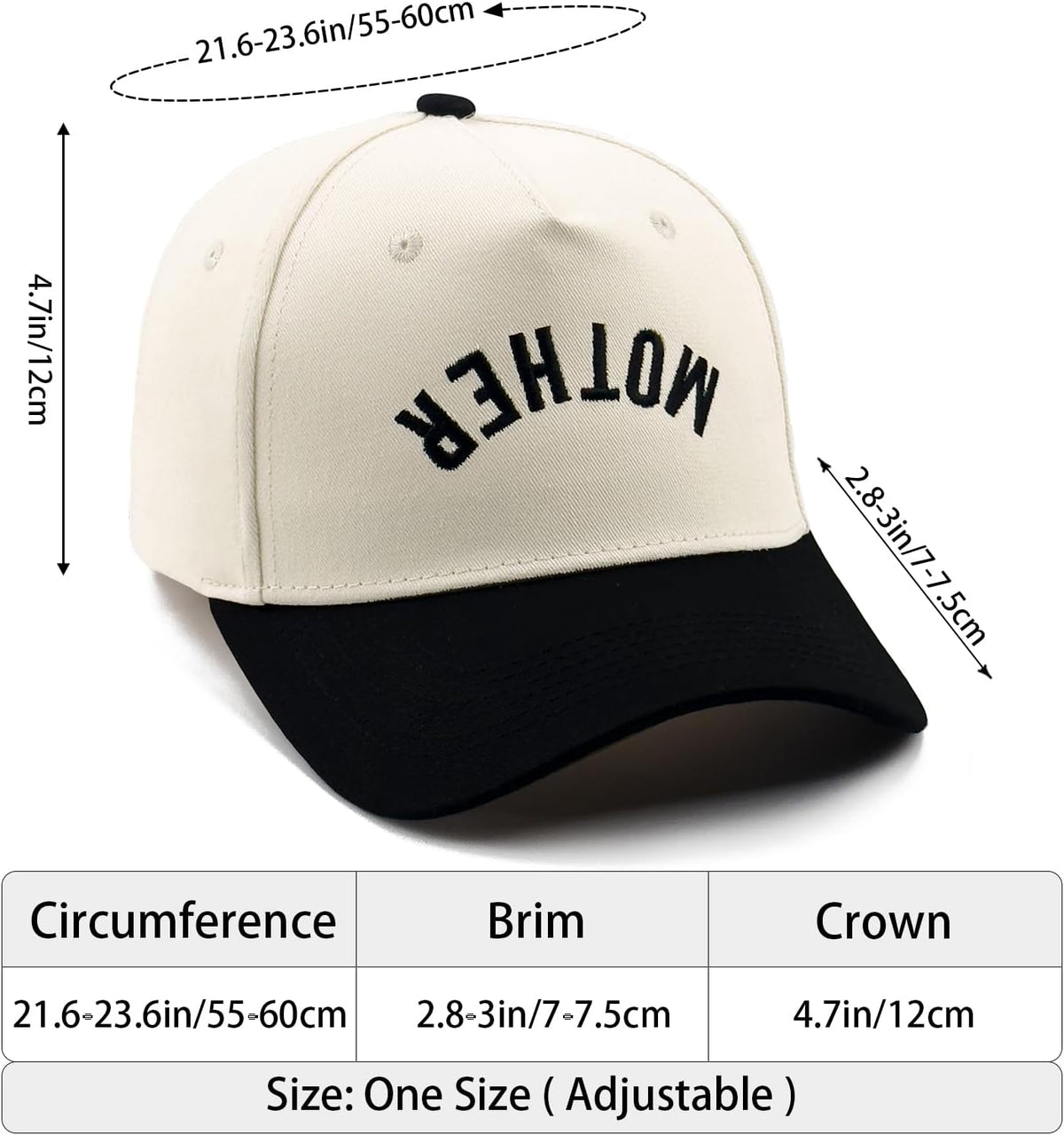 DYBICKT Gorra de béisbol bordada de dos tonos para niño, niña, papá...
