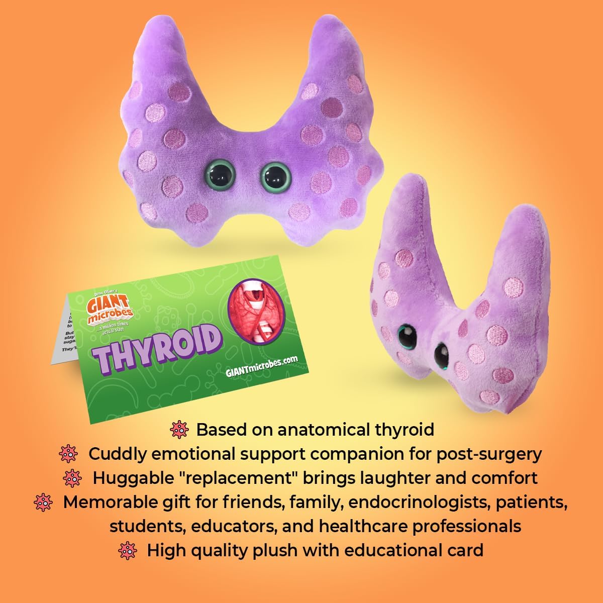 GIANT MICROBES Set de regalo de felpa tiroidea, incluye felpa, tarj...