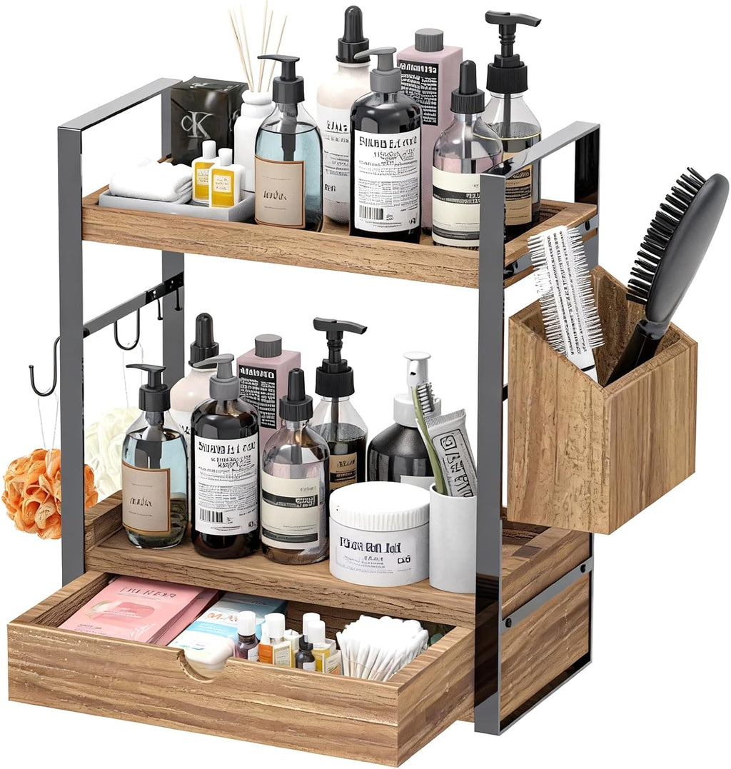 Organizador de encimera de baño con 2 cansancios, organizador de en...