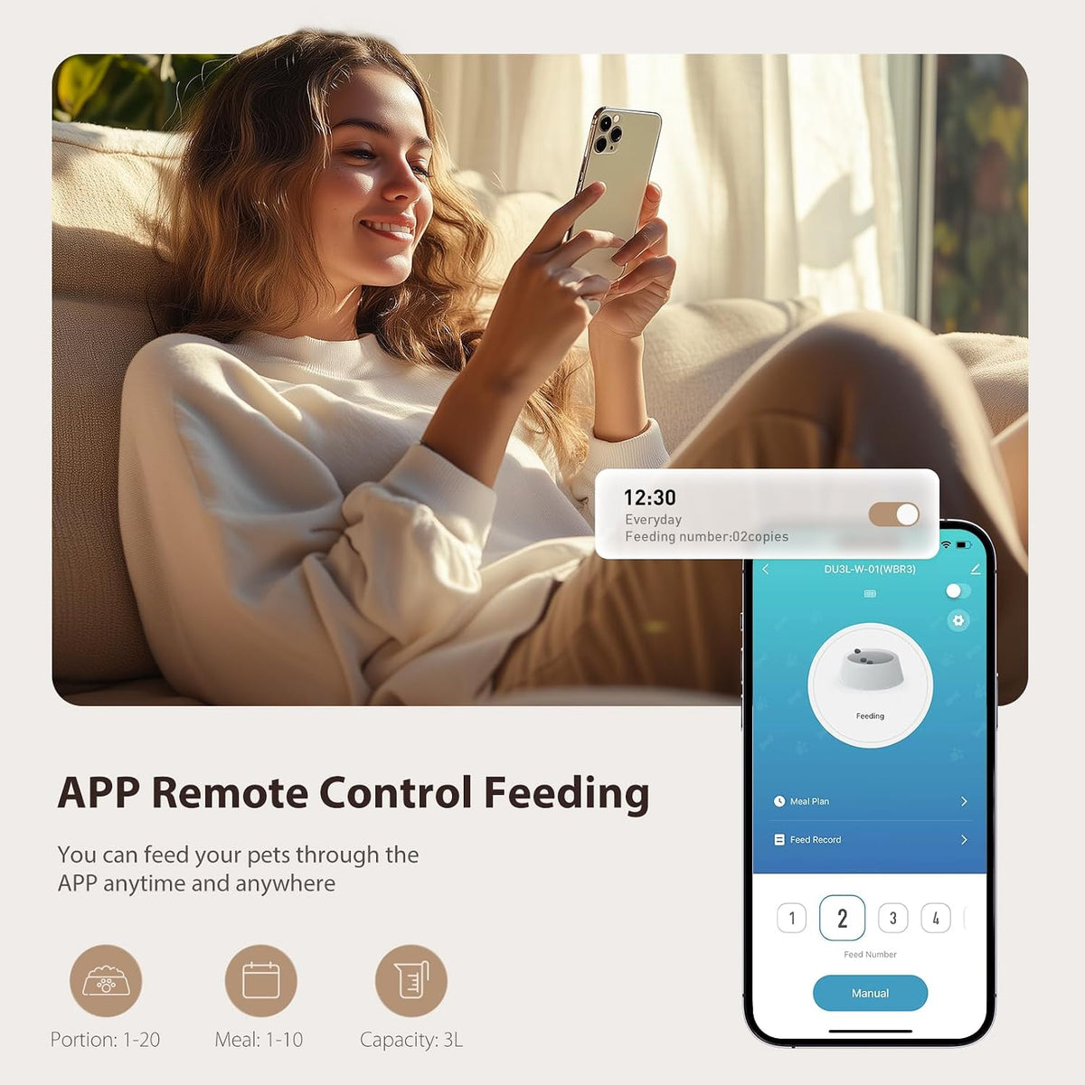 IMIPAW Alimentador Automático para Gatos 5G WiFi y Dispensador de A...