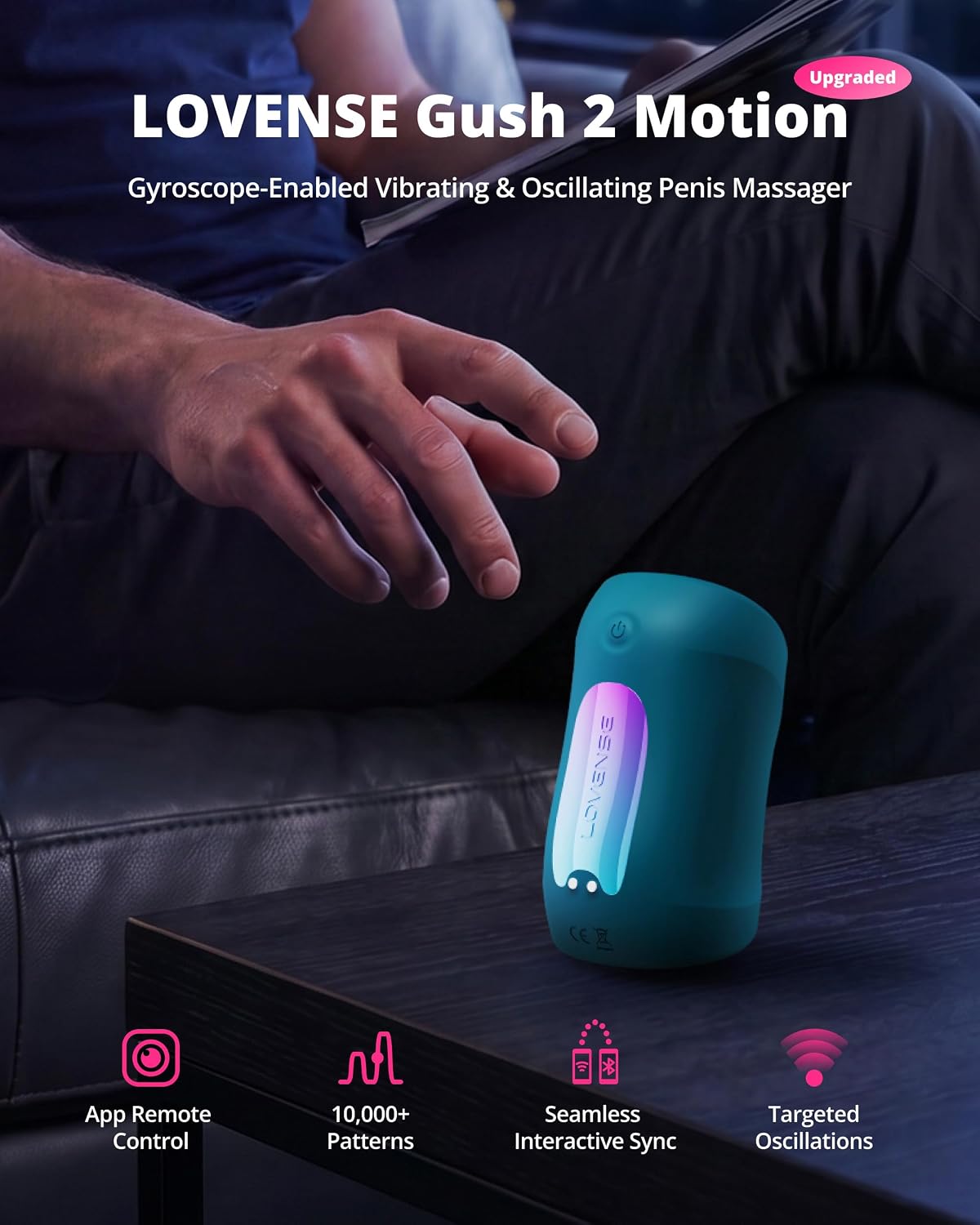 LOVENSE Gush 2 Motion Masturbador masculino y vibrador de pene + hu...