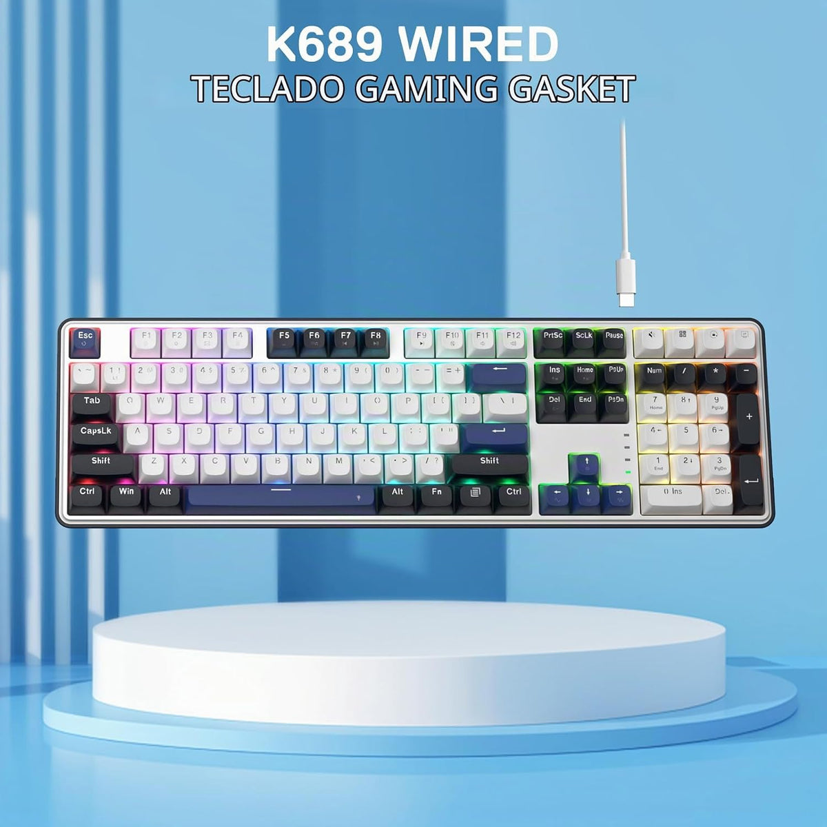 Redragon K689 - Teclado para juegos con cable y junta de goma RGB,...