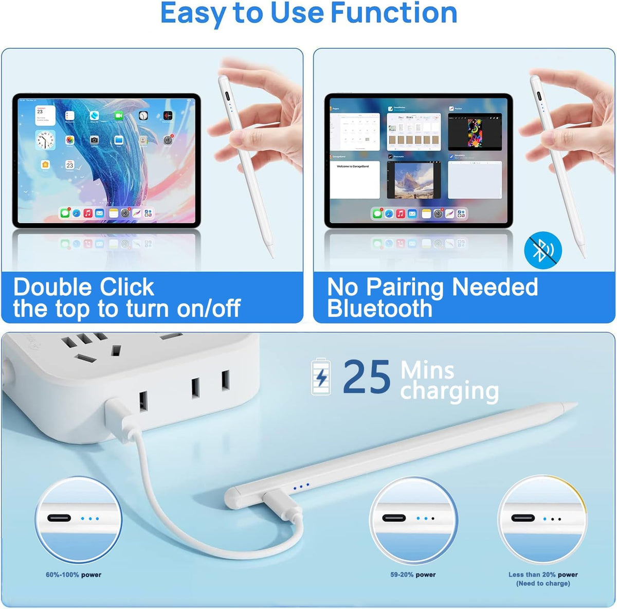 Lápiz óptico para Apple iPad A16\/11th 2026-2018 iPad Pencil A16\/1...