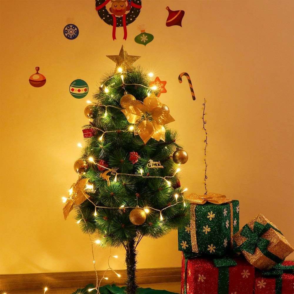 Paquete de 2 tiras de 100 luces LED conectables, luces de Navidad p...