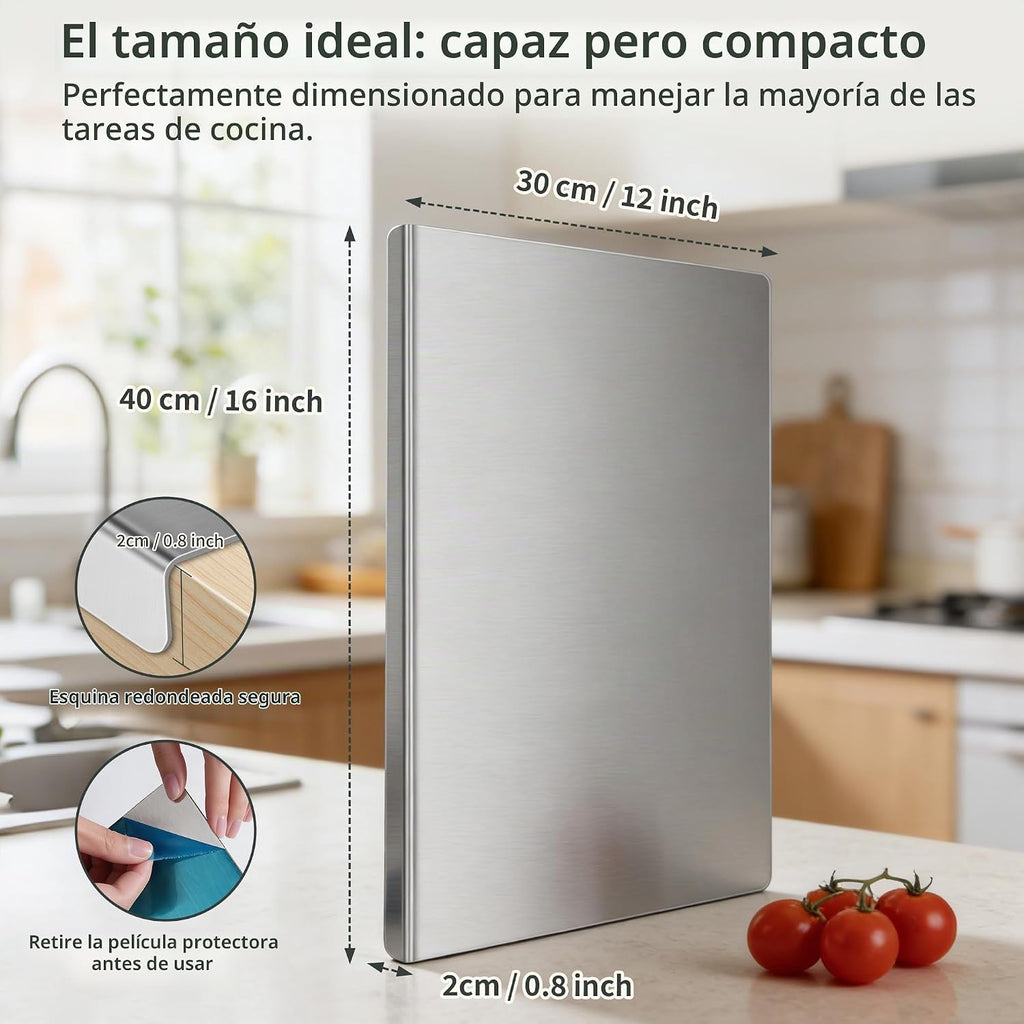 Tabla de cortar de acero inoxidable para cocina, tabla de cortar de...