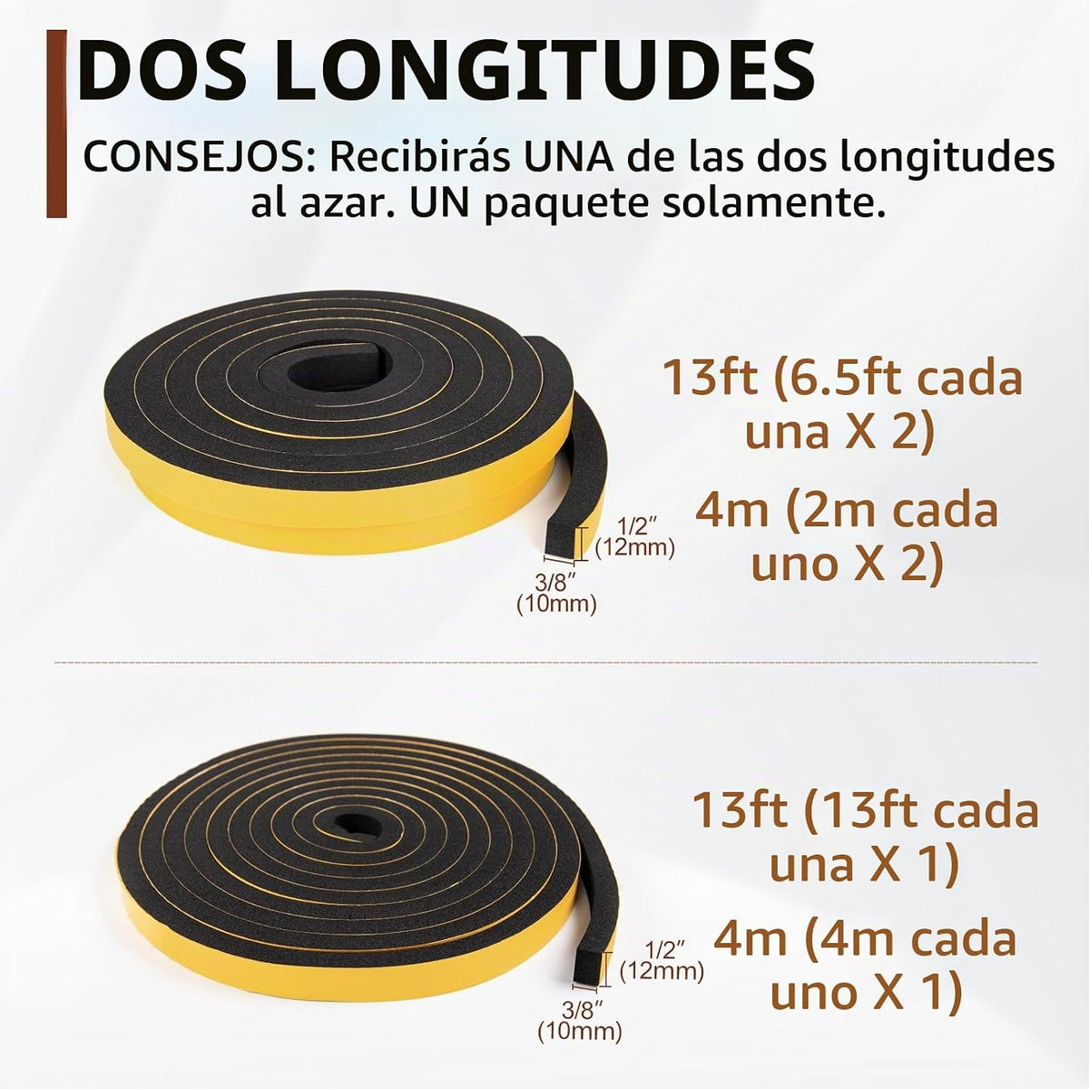 yotache - Cinta de espuma para puerta, 2 rollos de 1\/2 pulgada de...
