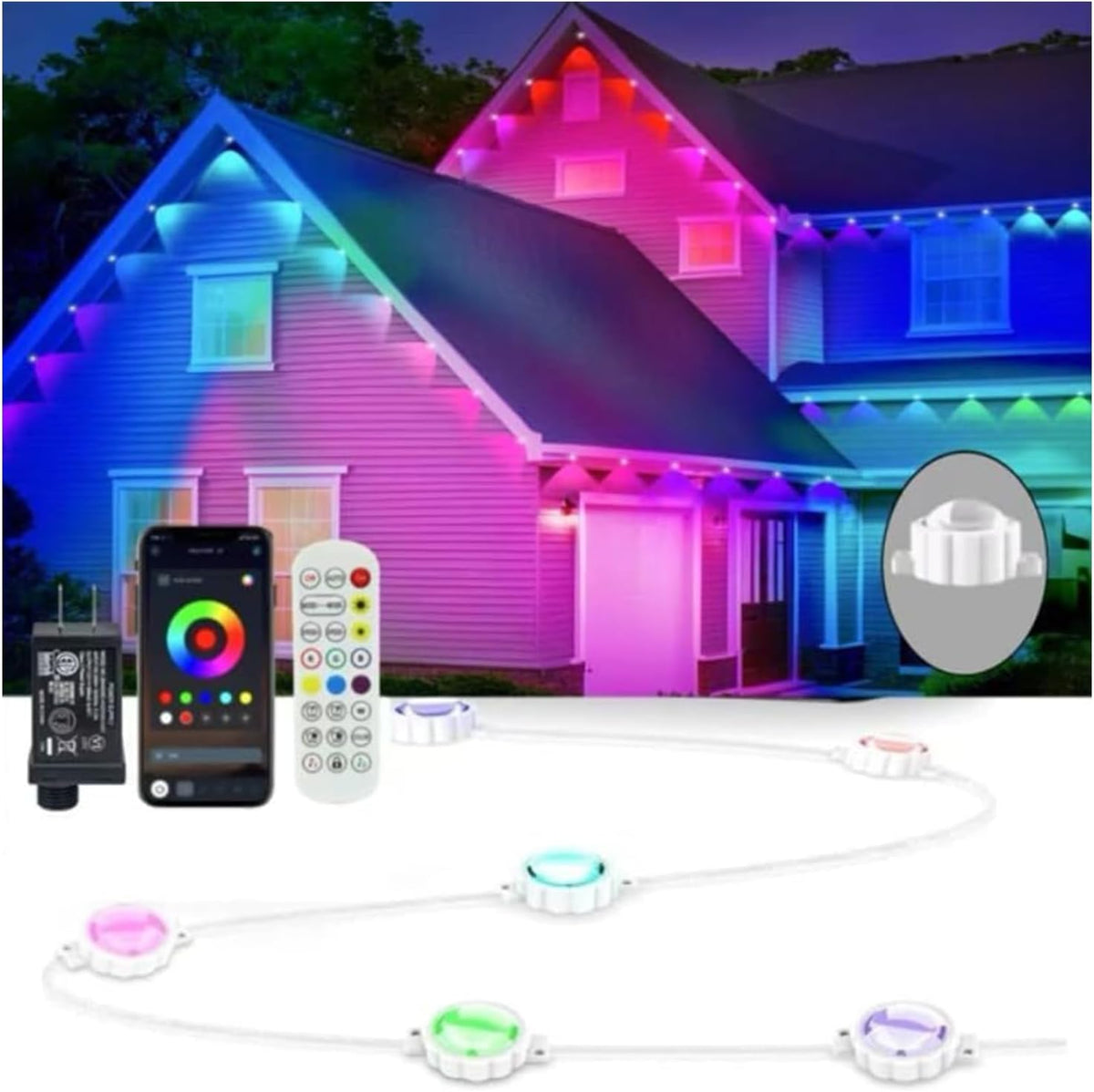 AurNyvaMay RGB luces exteriores permanentes para casa (24 V, 54 pie...