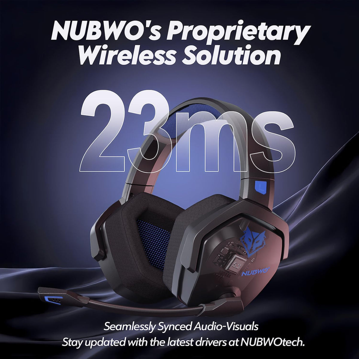NUBWO Auriculares inalámbricos para juegos con micrófono para PC Ps...